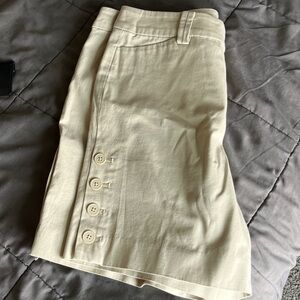 Talbots Beige Button-Trim Bermuda Shorts